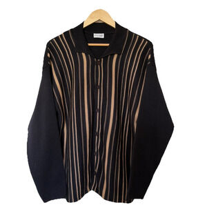 Palazzo Italy Wool Blend Cardigan Sweater Mens Med Vertical Stripe Grandpa Knit